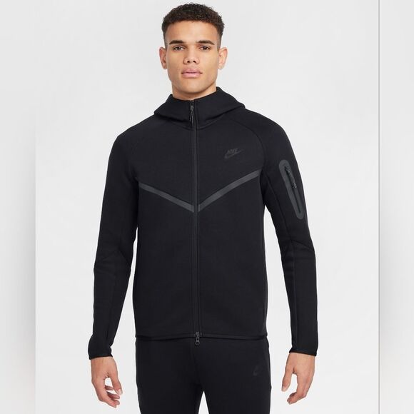 Nike Tech Fleece Windrunner Hoodie Full Zip Sportswear Triple Black Men's XL New - Picture 2 of 16